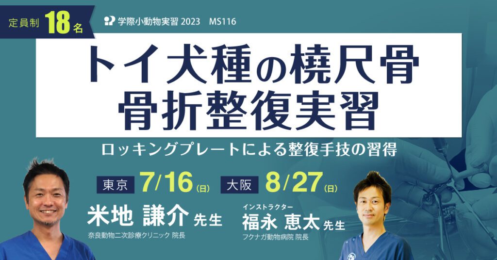 獣医師セミナー|MS116 米地謙介先生「トイ犬種の橈尺骨骨折整復実習」