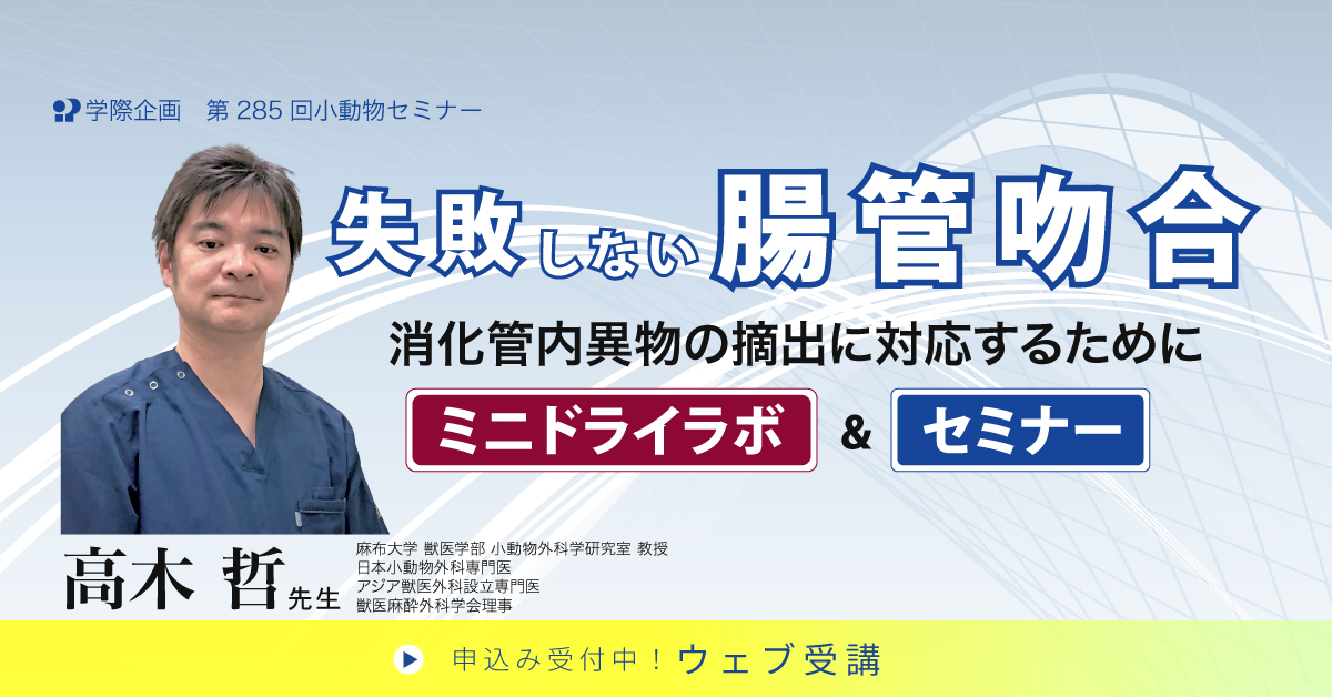 No.285 失敗しない腸管吻合 ミニドライラボ&セミナー 〜消化管内異物の摘出に対応するために〜